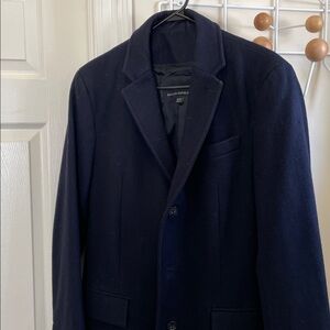Banana Republic - Wool Blend Topcoat Button Down Old Money Jacket - Black - M